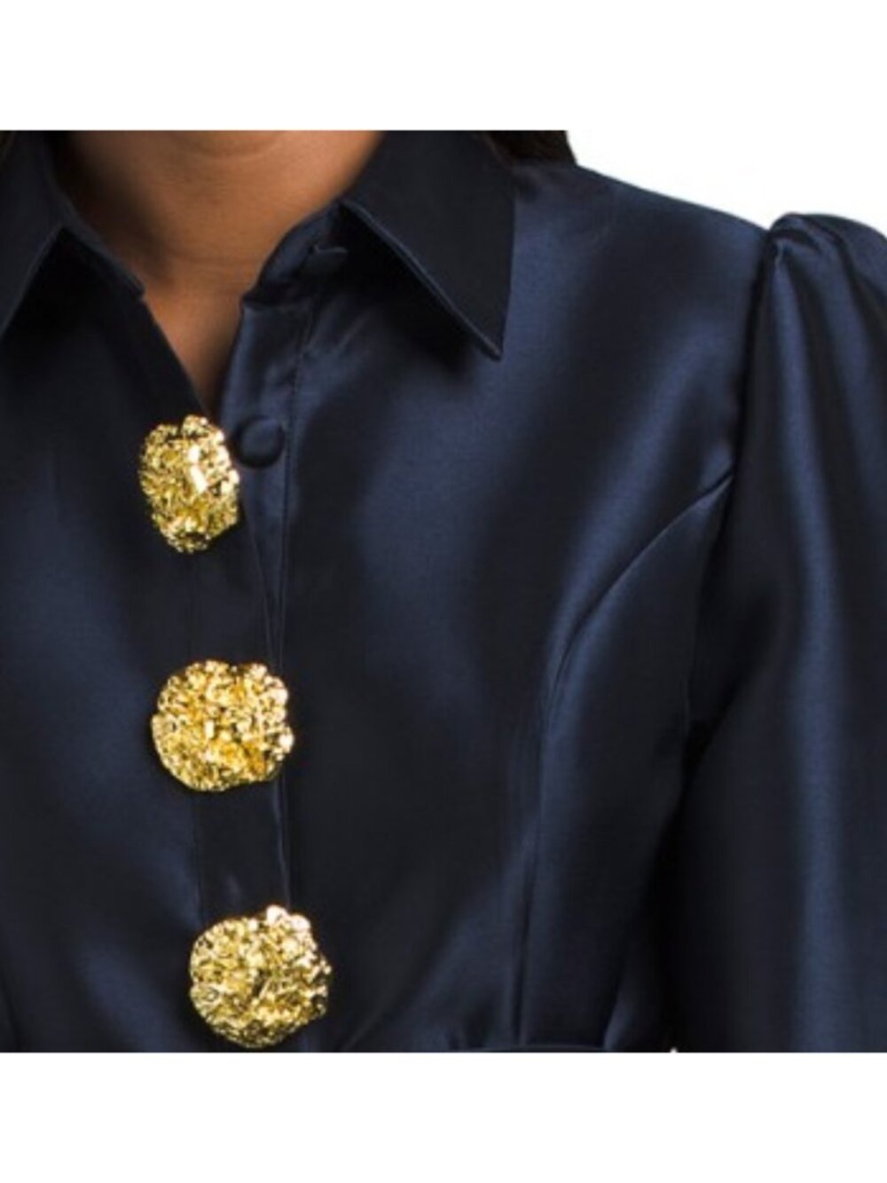 NANCY YANG Decorative Button Mikado Gown - Picture 3 of 4